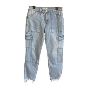 KanCan Mid Rise Light Wash Winston Pocket Cargo Jeans Size 7/27